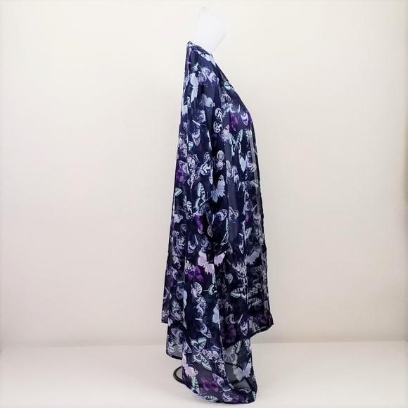 K Accessories Kimono Top Purple Green Butterfly Print Womens One Size Fits Most - Picture 2 of 8